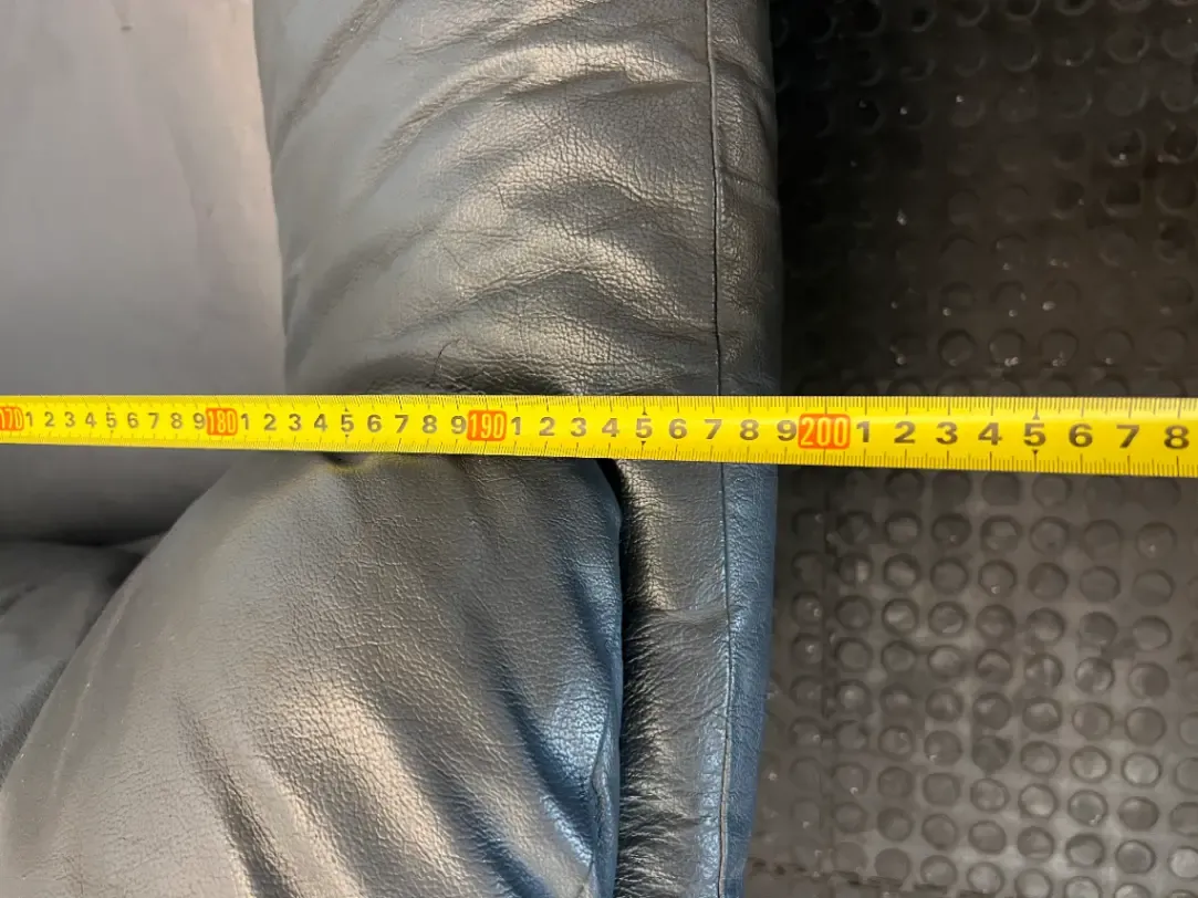 3-Seater Dark Blue Leather Couch - Needs Repair (Significant Tear) - 2ndhandwarehouse.com