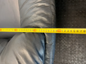 3-Seater Dark Blue Leather Couch - Needs Repair (Significant Tear) - 2ndhandwarehouse.com