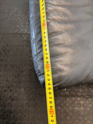 3-Seater Dark Blue Leather Couch - Needs Repair (Significant Tear) - 2ndhandwarehouse.com