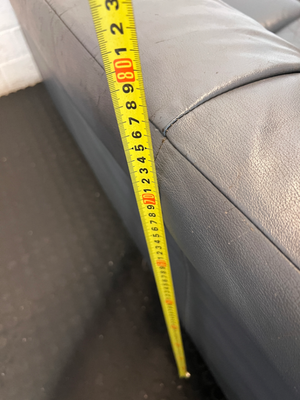 3-Seater Dark Blue Leather Couch - Needs Repair (Significant Tear) - 2ndhandwarehouse.com