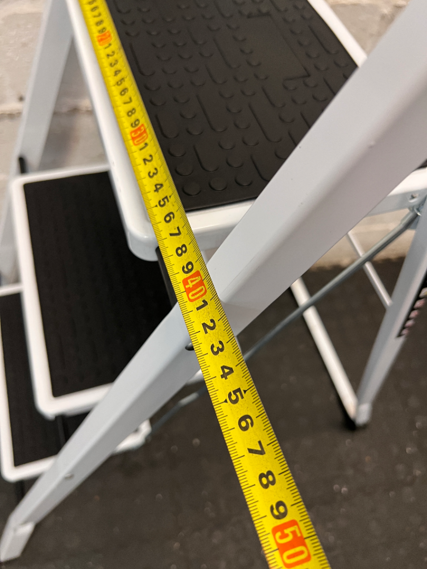 3 Tier Folding Step Ladder - White & Black Metal - 2ndhandwarehouse.com