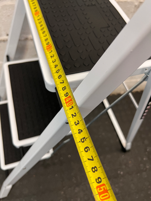 3 Tier Folding Step Ladder - White & Black Metal - 2ndhandwarehouse.com