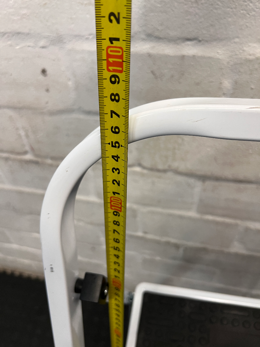 3 Tier Folding Step Ladder - White & Black Metal - 2ndhandwarehouse.com