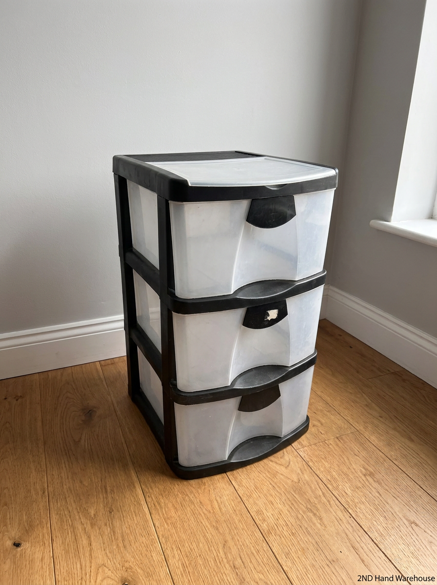 Compact 3-Drawer Plastic Storage Organiser - 2ndhandwarehouse.com