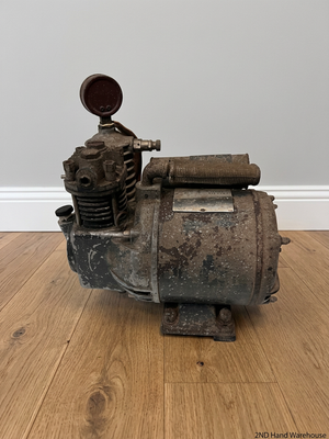 Vintage Portable Air Compressor with Pressure Gauge — Significant Wear and Surface Corrosion