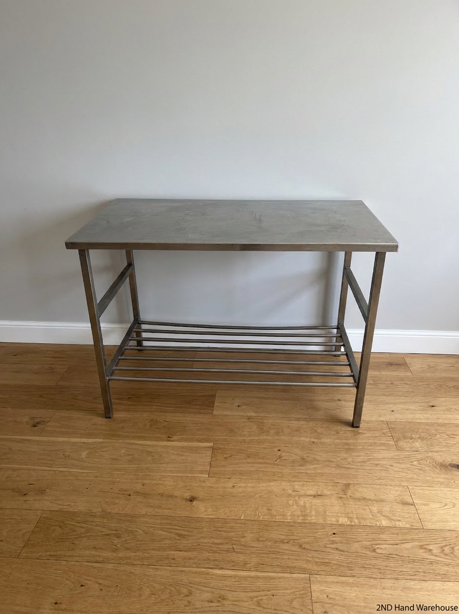 Industrial Stainless Steel Prep Table with Slatted Shelf — Good Working O - 2ndhandwarehouse.com
