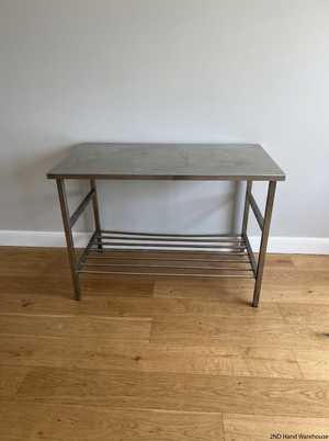 Industrial Stainless Steel Prep Table with Slatted Shelf — Good Working O - 2ndhandwarehouse.com