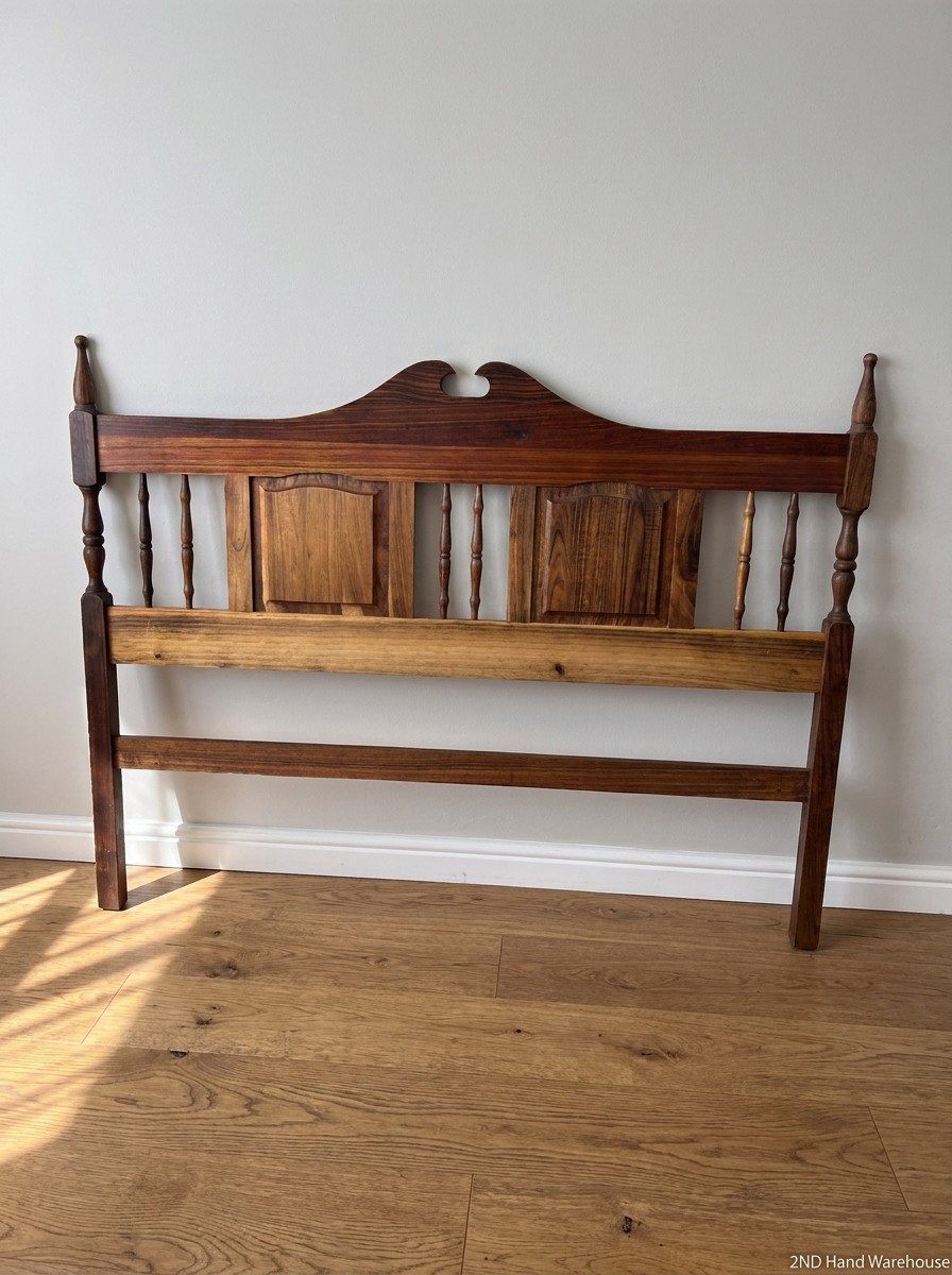 Classic Dark Wood Spindle Headboard — Fair C - 2ndhandwarehouse.com