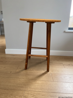 Round Wooden Tripod Side Table — Well Used Fair Condition