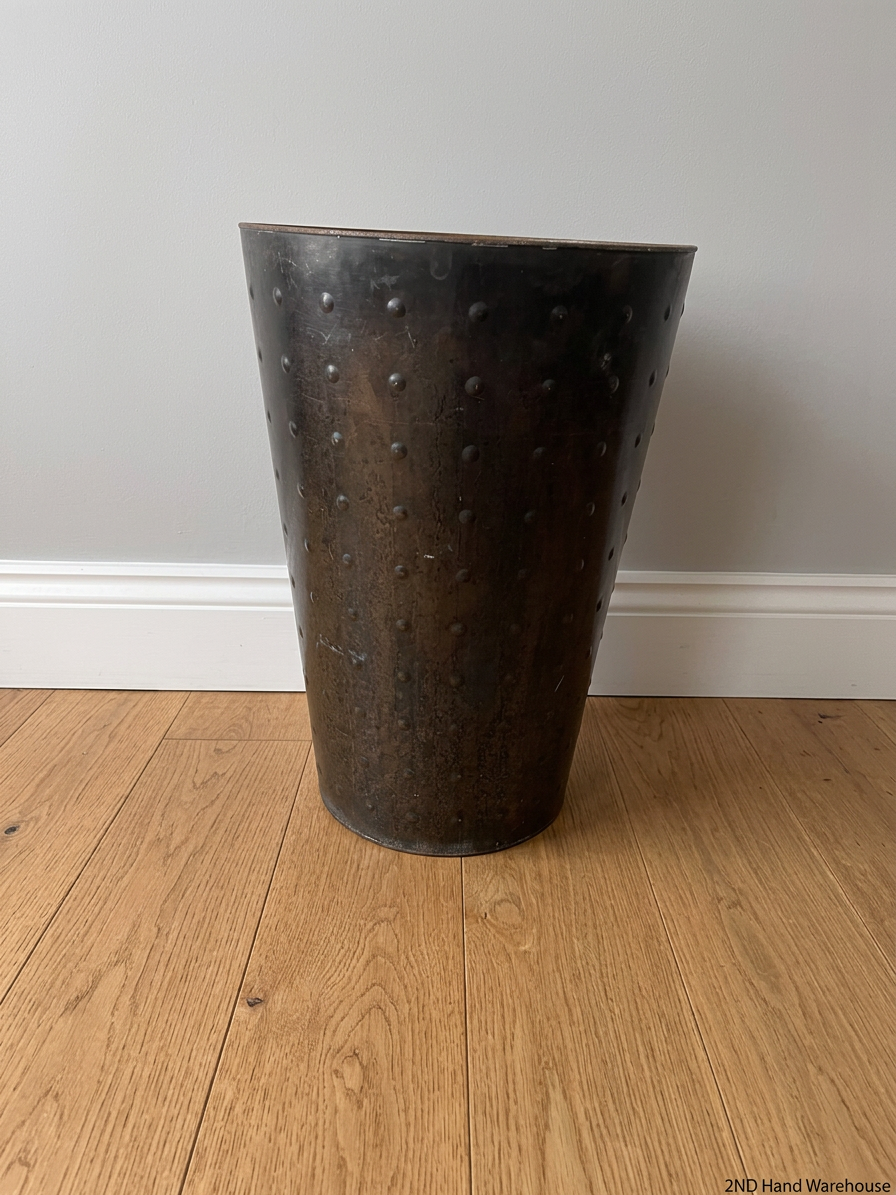 Tapered Studded Metal Plant Pot