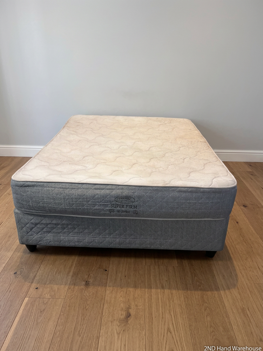 Queen Durapedic Super Firm Mattress and Base Set — Visible Light Surface Staining