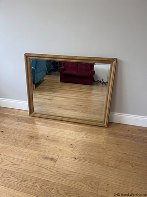 Ornate Gold-Toned Ribbed Wall Mirror — Good Condition