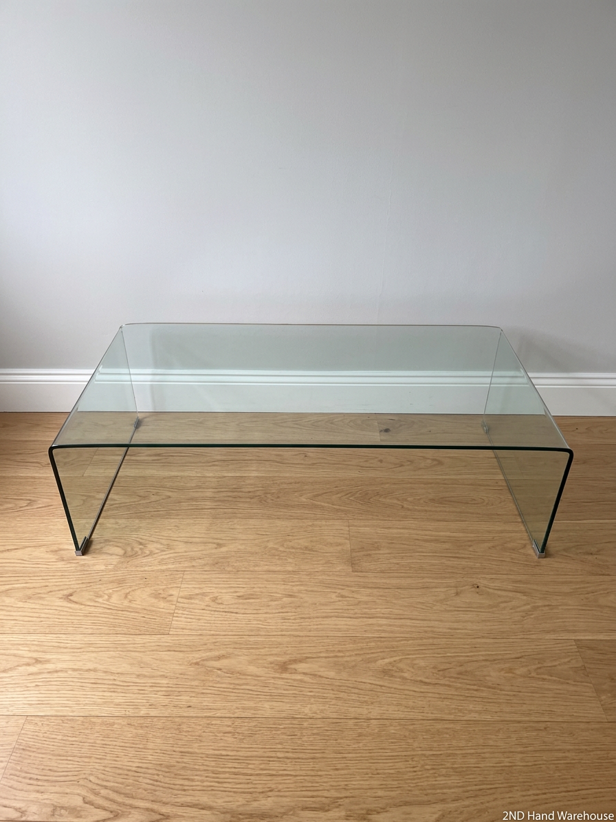 Curved Waterfall Glass Coffee Table — Good Condition