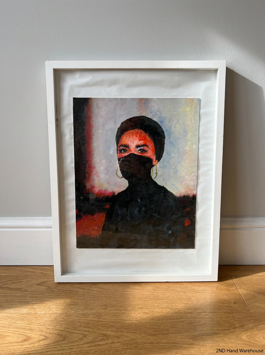 Framed Portrait Painting in White Frame — Good C - 2ndhandwarehouse.com