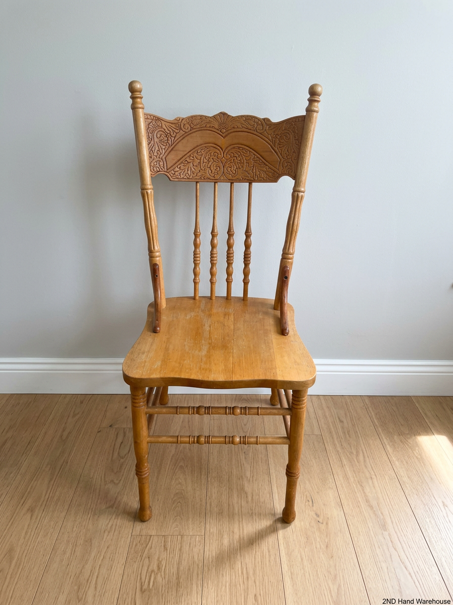 Carved Wooden Spindle Back Dining Chair