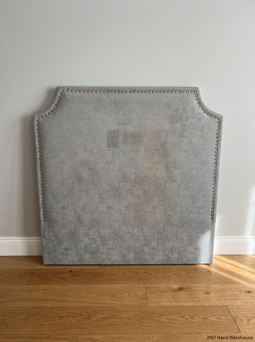Grey Studded Double Headboard - Minor Sun Discolouration - 2ndhandwarehouse.com