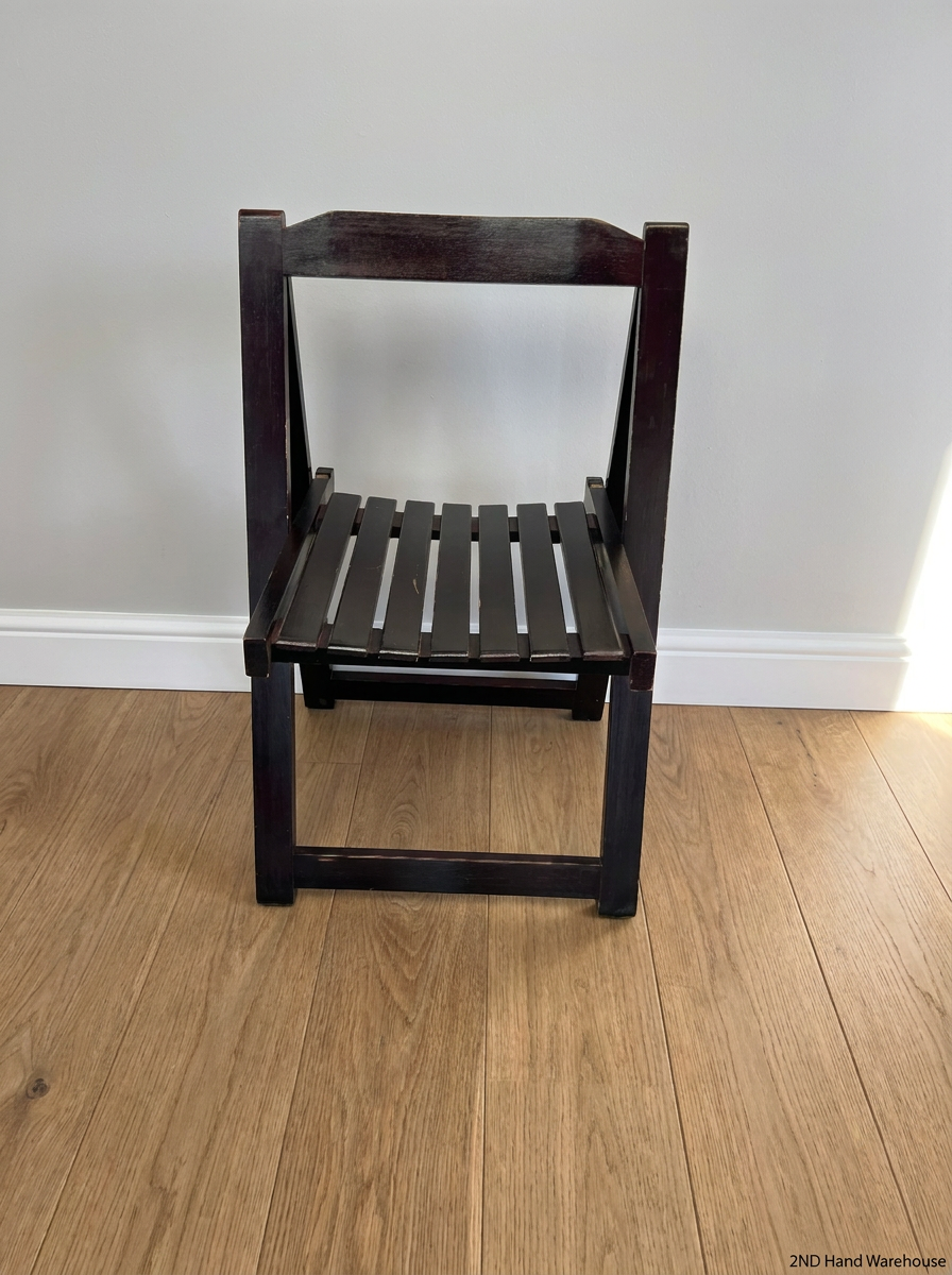 Dark Wood Slatted Folding Chair - 2ndhandwarehouse.com