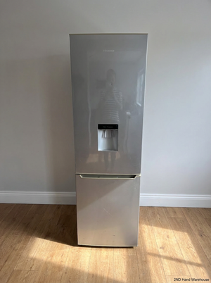 Silver Hisense Fridge Freezer with Water Dispenser — Working Order with Damaged Internal D - 2ndhandwarehouse.com