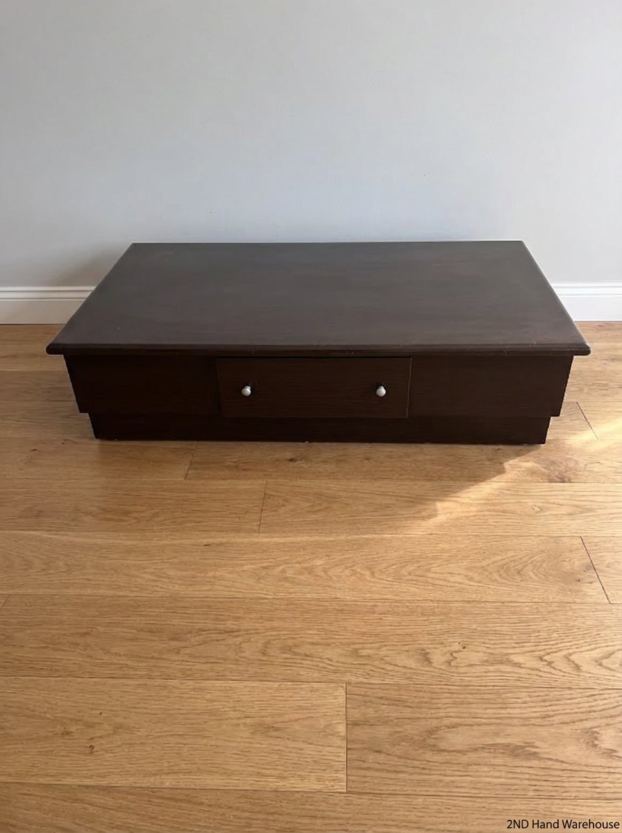 Dark Brown Wooden Coffee Table with Integrated Drawer - PRICE DROP