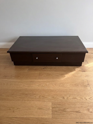 Dark Brown Wooden Coffee Table with Integrated Drawer - 2ndhandwarehouse.com
