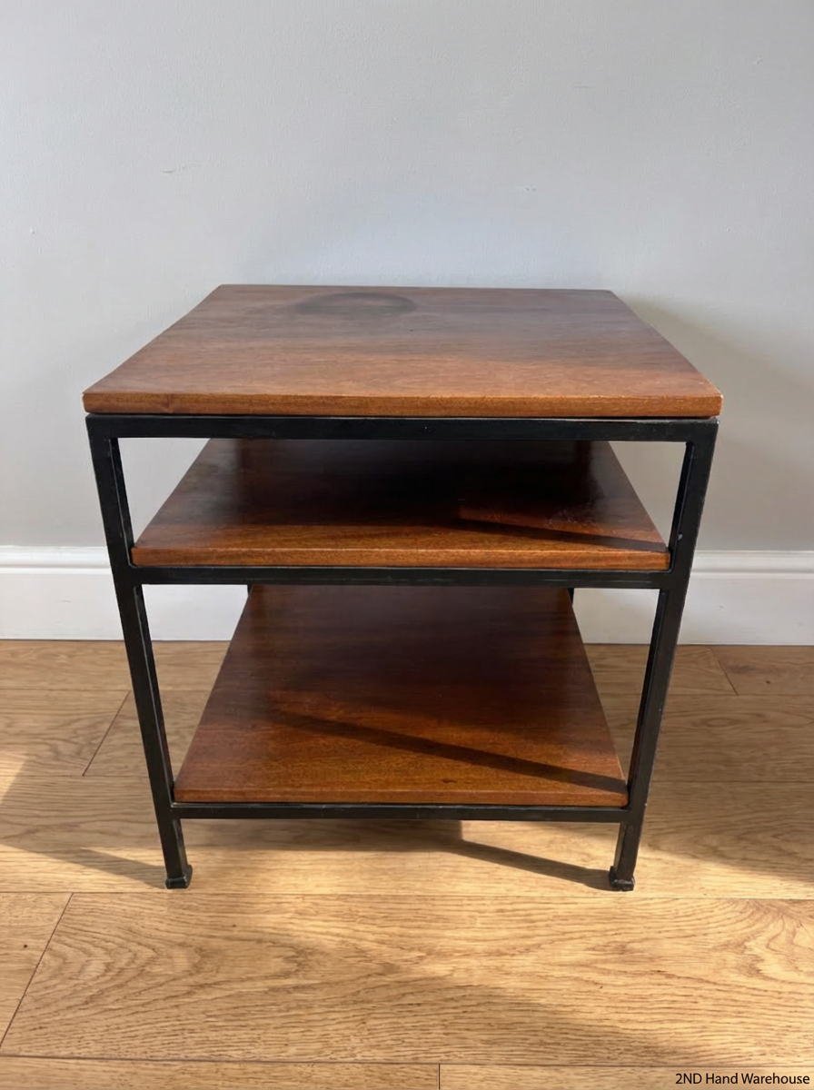 Industrial Tiered Side Table - Marked Top & Paint Wear - 2ndhandwarehouse.com