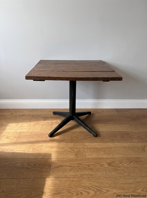 Square Wooden Top Cafe Table with Black Pedestal Base - 2ndhandwarehouse.com