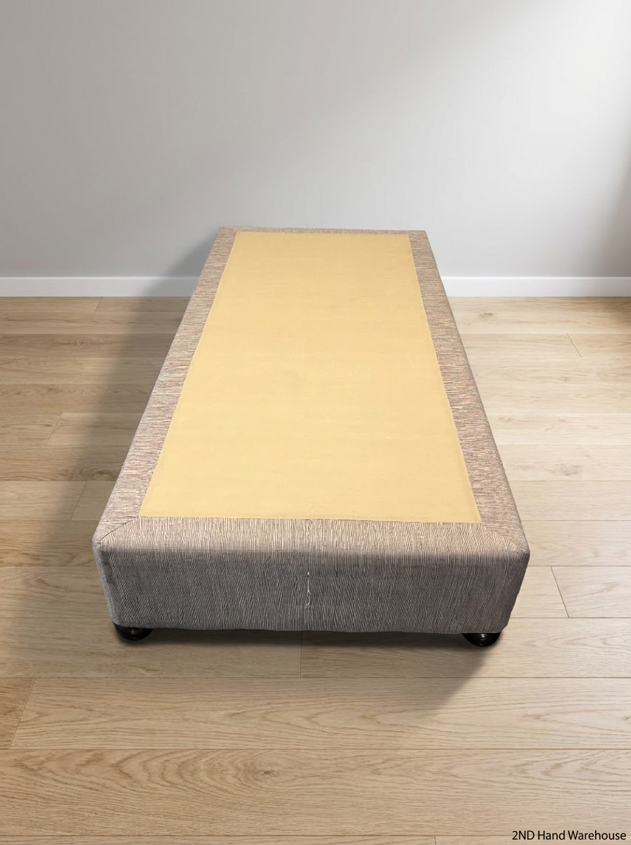 Single Bed Base in Neutral Upholstered Fabric - 2ndhandwarehouse.com