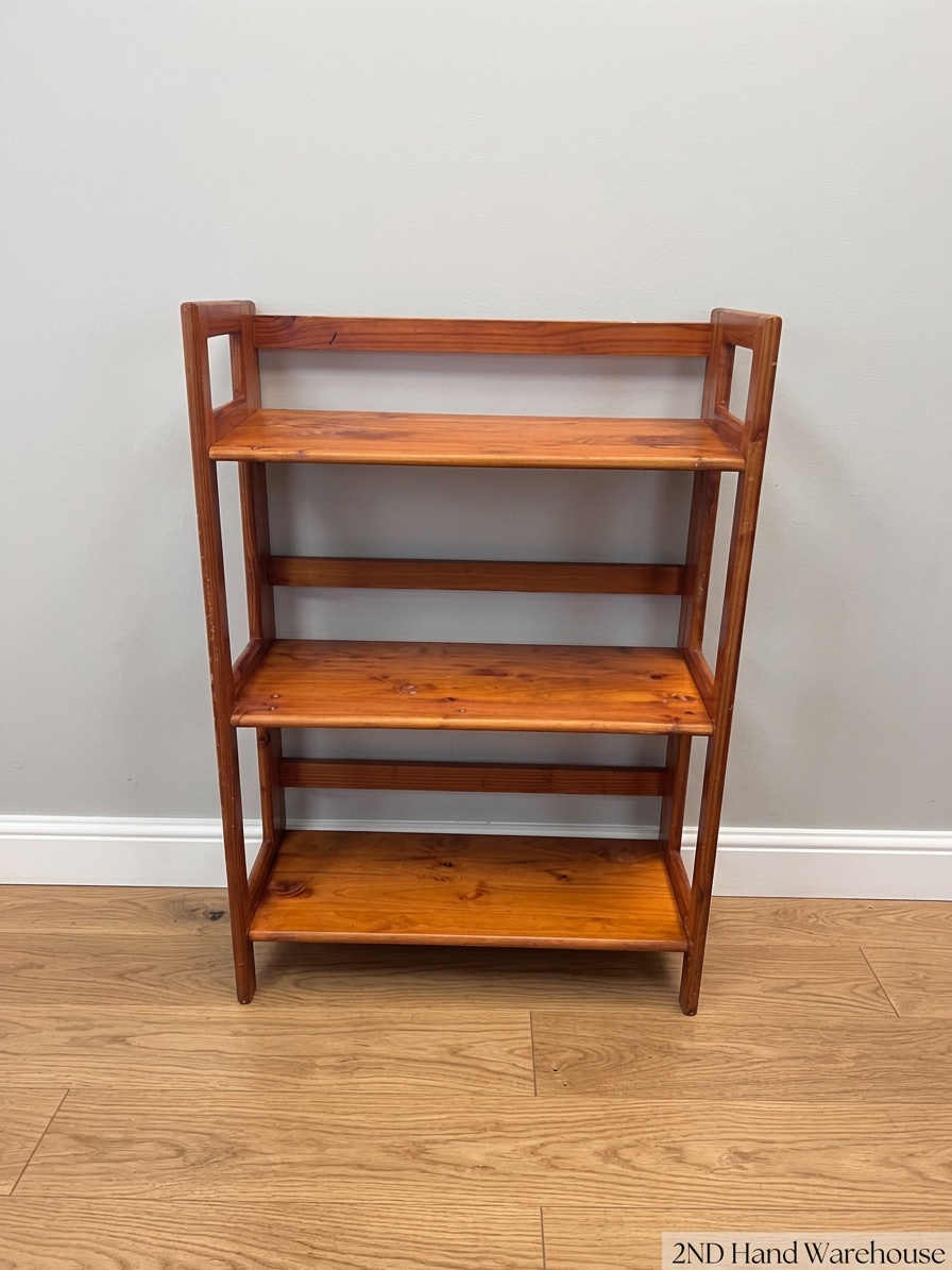 Foldable Three-Tier Wooden Bookshelf — Fair Used Condition