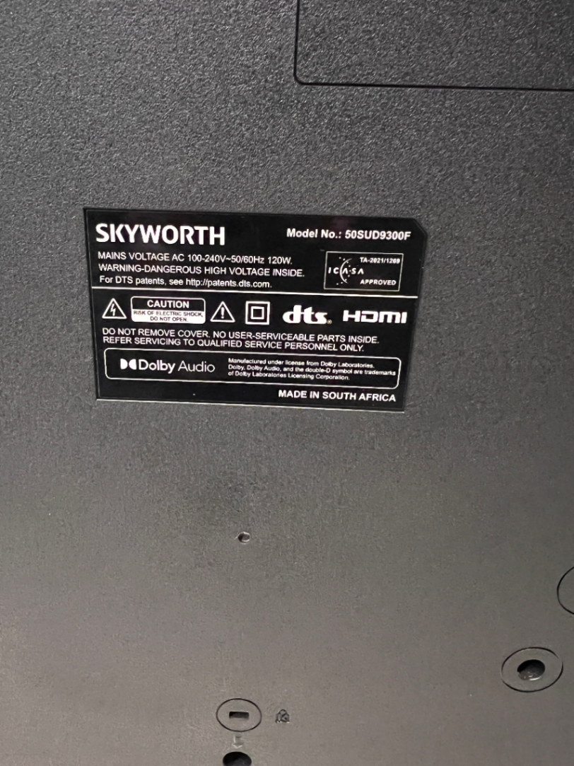 50-Inch Skyworth WTV 20AE PRO Flat Screen TV — Good Working Order
