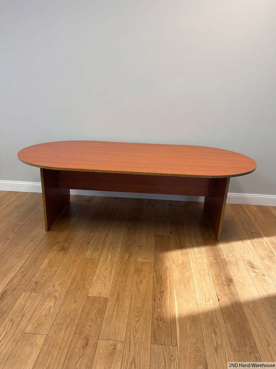 Oval Wood-Tone Boardroom Table — Good Working Order