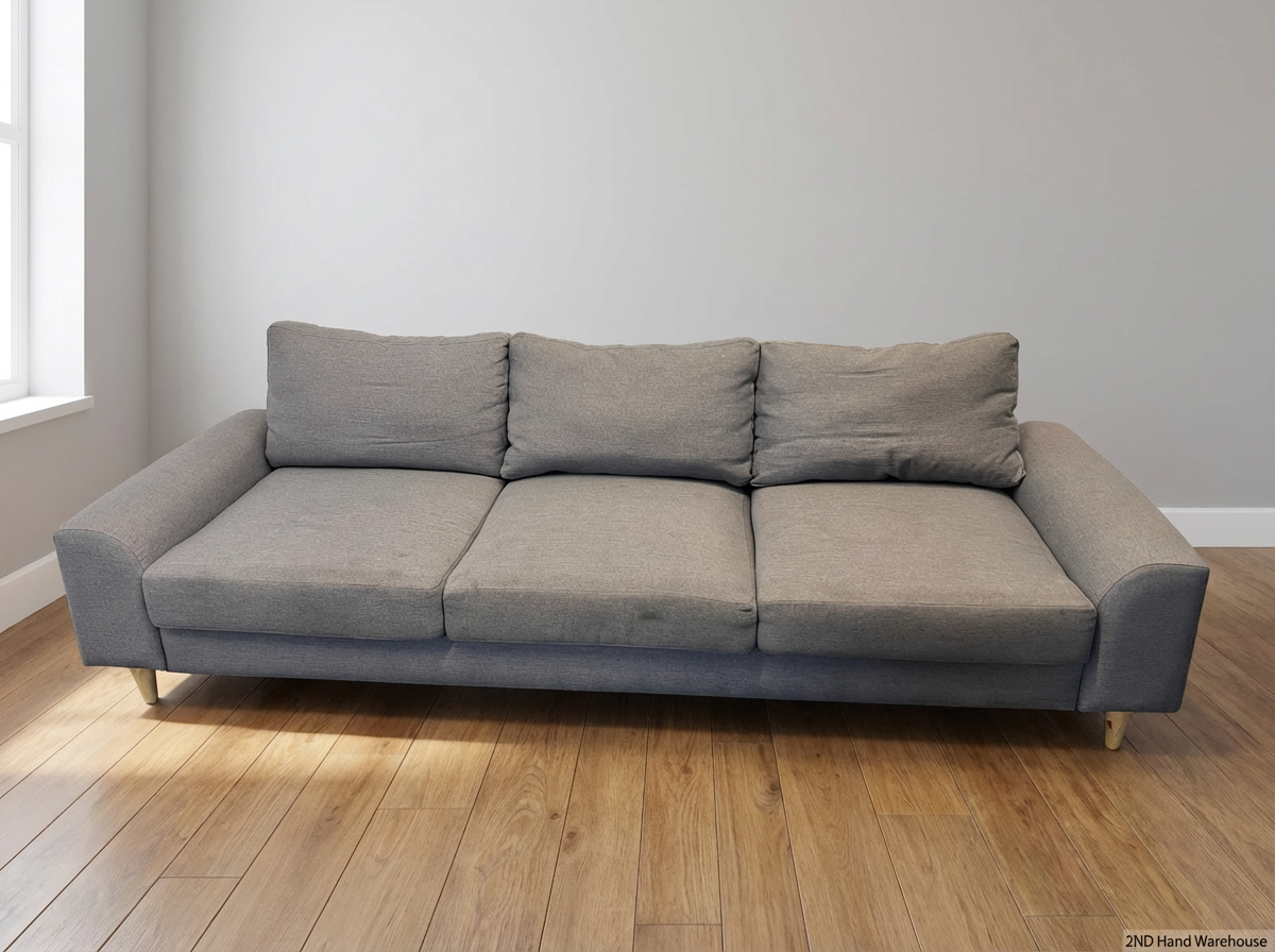 Contemporary Grey 3-Seater Fabric Couch - 2ndhandwarehouse.com