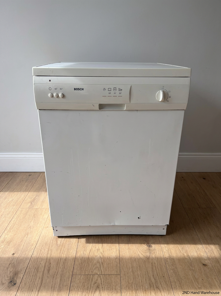 White Bosch Freestanding Dishwasher — Working Order with Damaged Rope - 2ndhandwarehouse.com