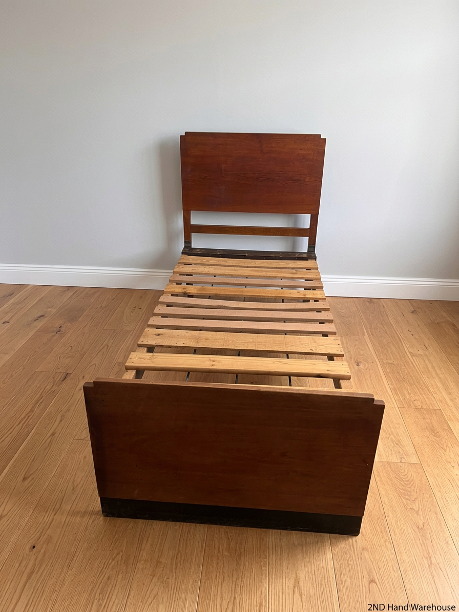 Solid Wood Single Bed with Headboard and Footboard — Wear and Structural Maintenance Present