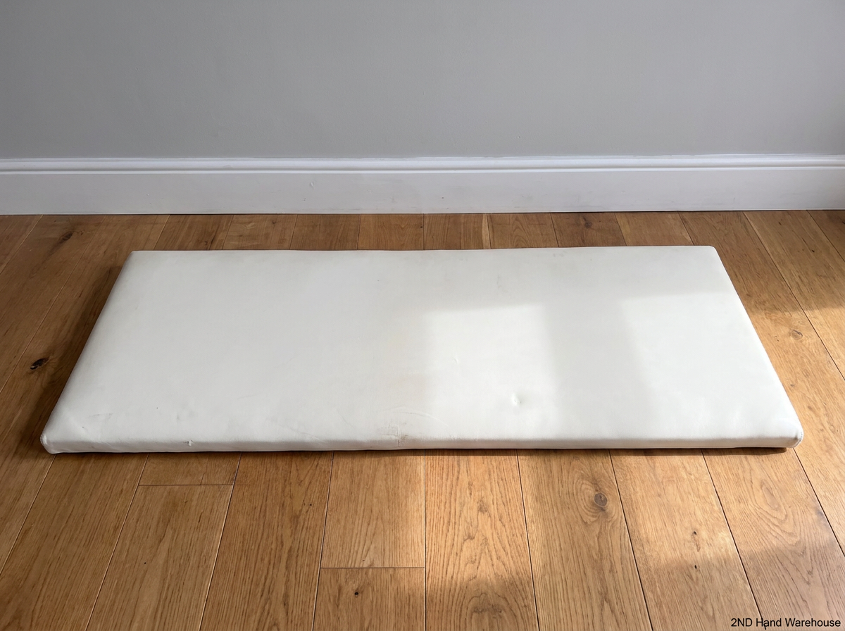 White Faux Leather King Size Headboard — Visible Surface Wear and Marks