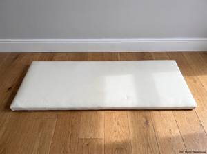 White Faux Leather King Size Headboard — Visible Surface Wear and Marks