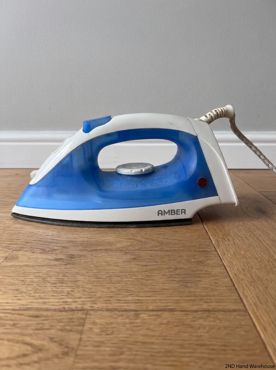 Amber Electric Steam Iron in Blue and White — Working with Fair External Wear - 2ndhandwarehouse.com