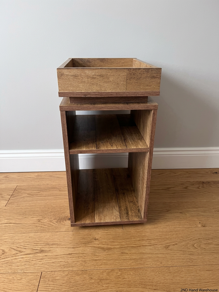 Wooden Grain Side Table with Tray Top
