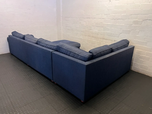 8-Seater Blue Sectional Corner Couch with Matching Ottoman - 2ndhandwarehouse.com