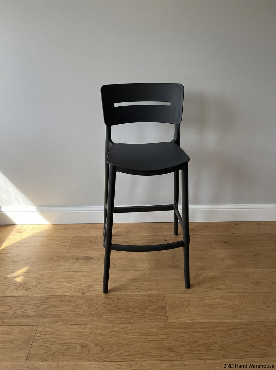 Contemporary Matte Black Bar Stools (Pair) - Like New - 2ndhandwarehouse.com