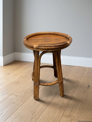 Bamboo and Cane Round Side Table