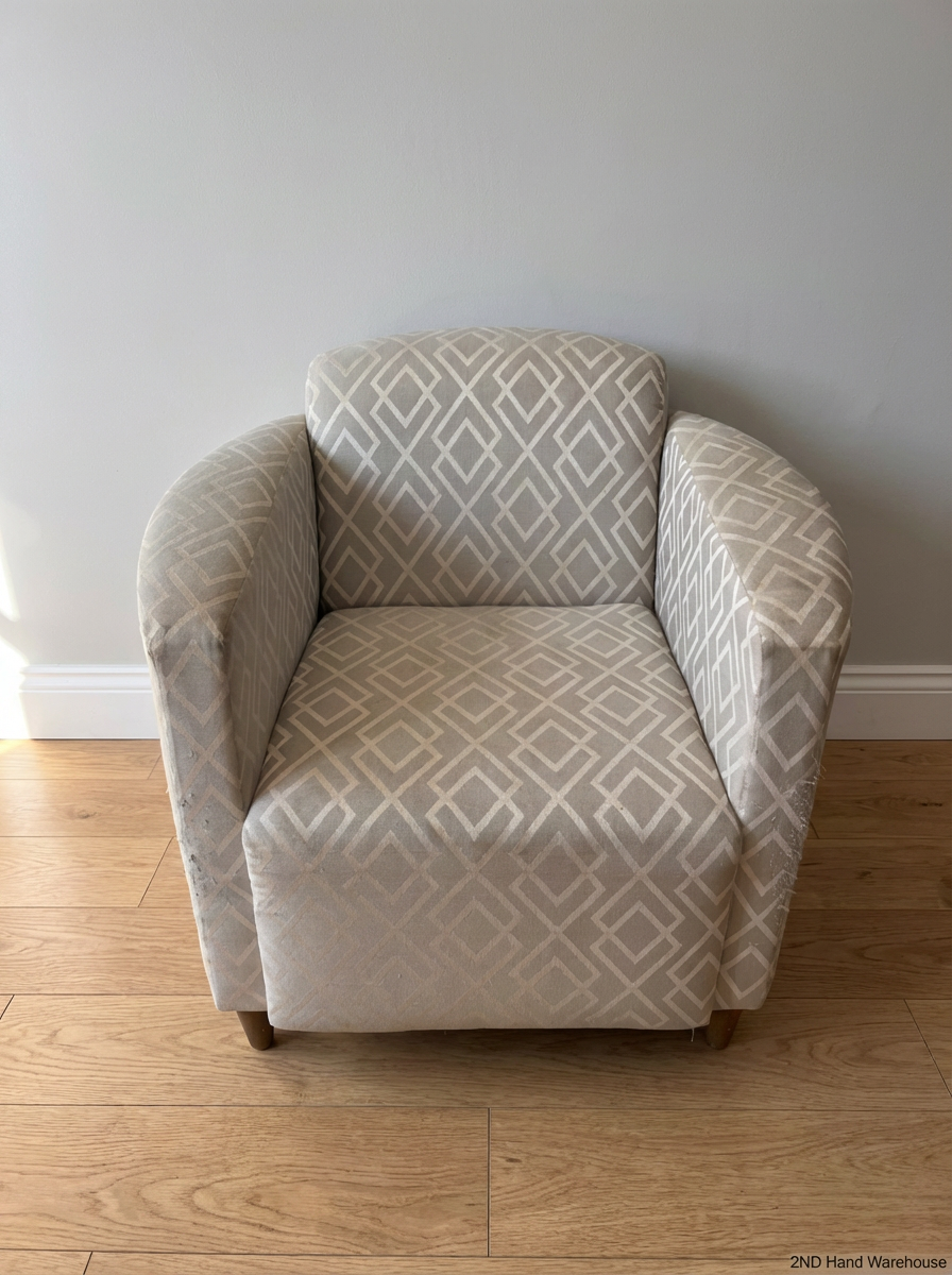 Pair of Coricraft Tub Chairs - Frayed & Stained Fabric - 2ndhandwarehouse.com