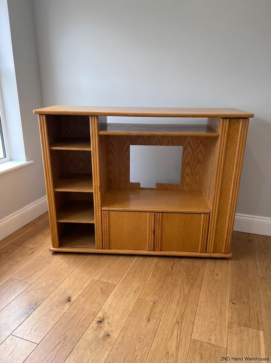 Light Oak Entertainment Wall Unit - Excellent Condition