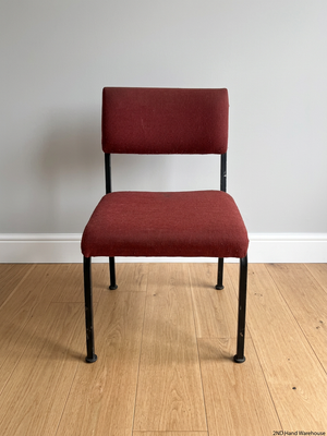 Red Fabric Mid Back Office Visitor Chair — Aged But Structurally Sound