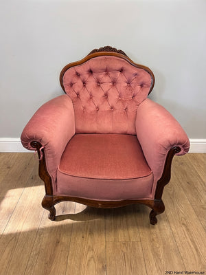 Vintage Victorian Style Tufted Lounge Chairs - Pair - 2ndhandwarehouse.com