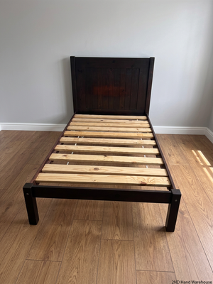 Black Wooden Single Bed Frame — Good Condition with Included Mattress