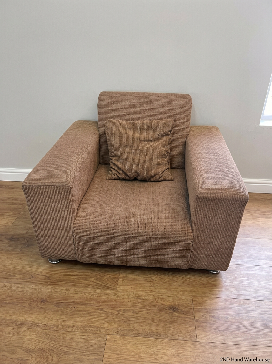 Brown Textured Armchair - Fair Condition - Used - 2ndhandwarehouse.com