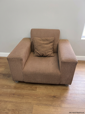 Brown Textured Armchair - Fair Condition - Used - 2ndhandwarehouse.com