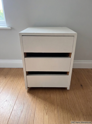 White 3-Drawer Side Table / Pedestal - 2ndhandwarehouse.com