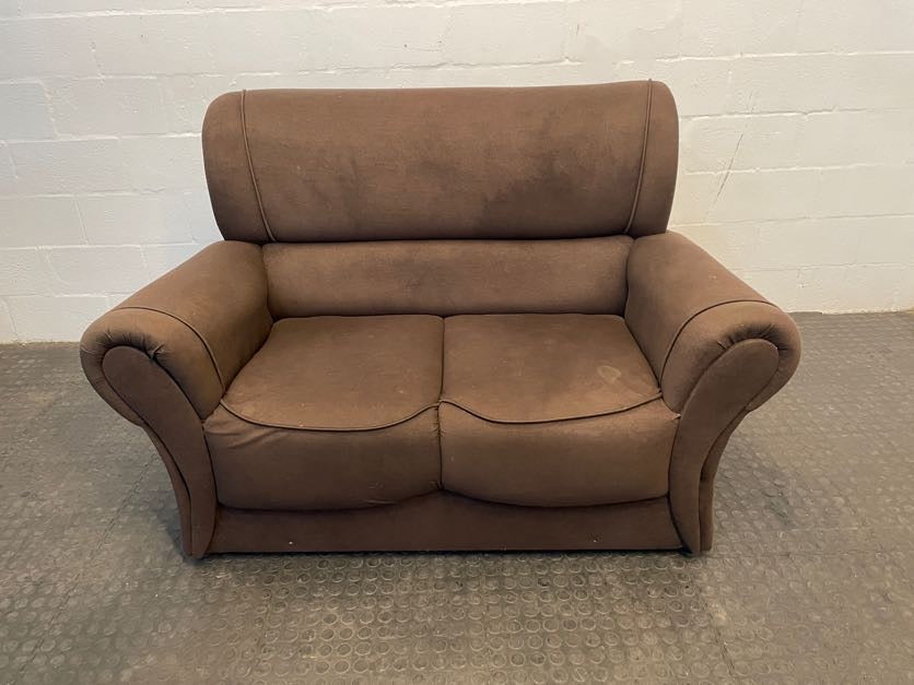 Brown Material 2 Seater Couch - REDUCED