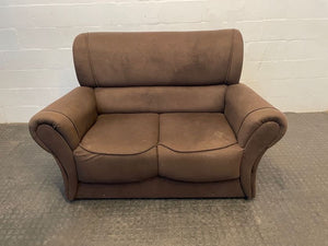 Brown Material 2 Seater Couch - REDUCED